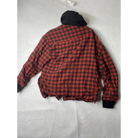 Urban Outfitters Heavy Hoodie Womens Medium Red Plaid Button Up Sweatshirt - Picture 10 of 12